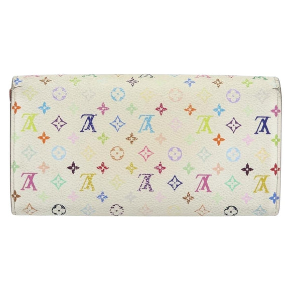 LOUIS VUITTON Multicolor Portefeuille Sarah Wallet White M93532 LV Auth bs31603