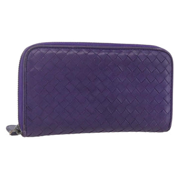 BOTTEGA VENETA INTRECCIATO Long Wallet Leather Purple Auth bs31615