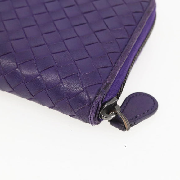 BOTTEGA VENETA INTRECCIATO Long Wallet Leather Purple Auth bs31615