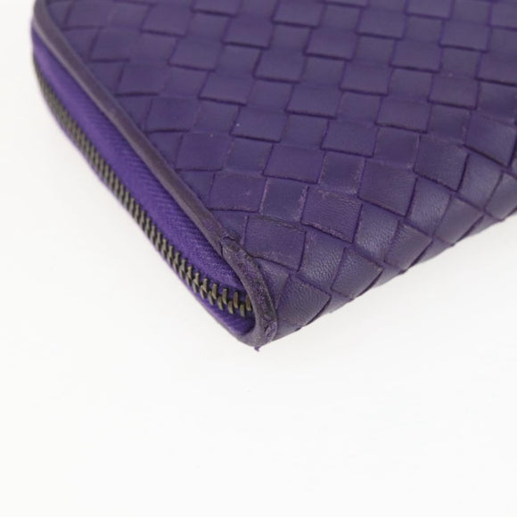 BOTTEGA VENETA INTRECCIATO Long Wallet Leather Purple Auth bs31615