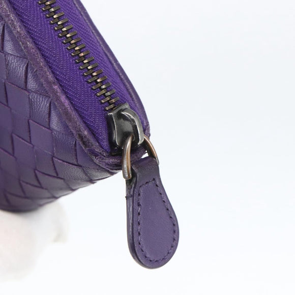 BOTTEGA VENETA INTRECCIATO Long Wallet Leather Purple Auth bs31615