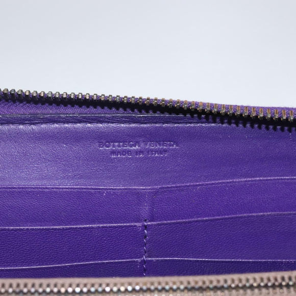 BOTTEGA VENETA INTRECCIATO Long Wallet Leather Purple Auth bs31615