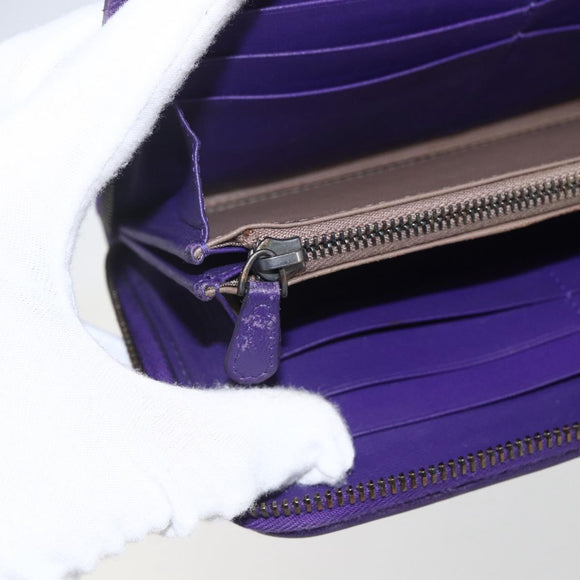 BOTTEGA VENETA INTRECCIATO Long Wallet Leather Purple Auth bs31615
