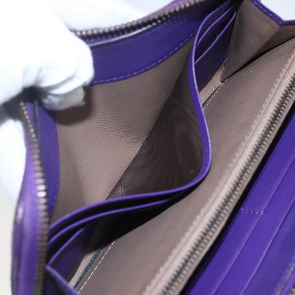 BOTTEGA VENETA INTRECCIATO Long Wallet Leather Purple Auth bs31615