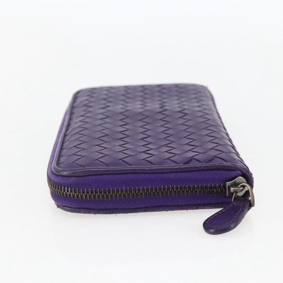 BOTTEGA VENETA INTRECCIATO Long Wallet Leather Purple Auth bs31615