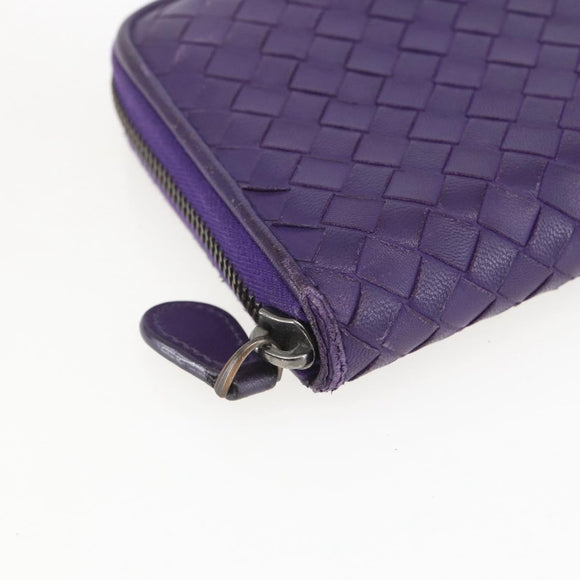 BOTTEGA VENETA INTRECCIATO Long Wallet Leather Purple Auth bs31615