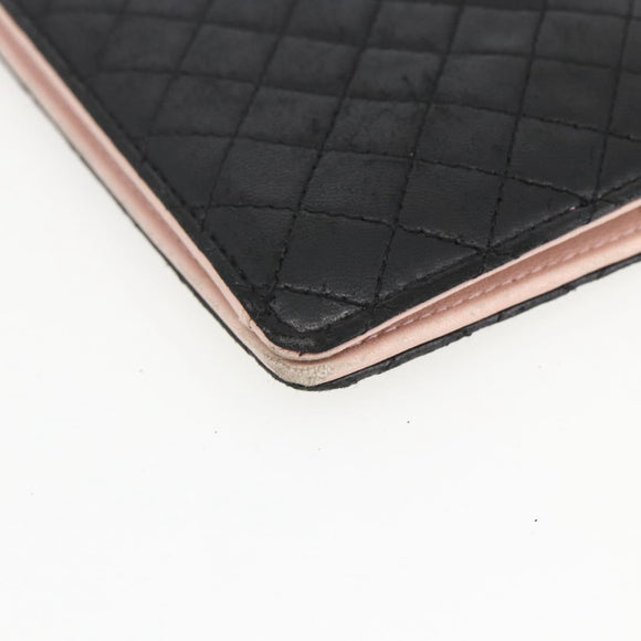 CHANEL Matelasse Long Wallet Lamb Skin Black CC Auth bs31616