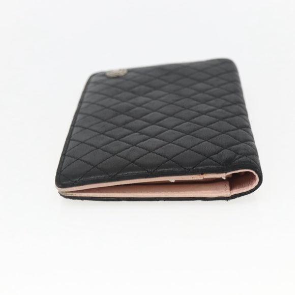 CHANEL Matelasse Long Wallet Lamb Skin Black CC Auth bs31616