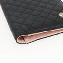 CHANEL Matelasse Long Wallet Lamb Skin Black CC Auth bs31616-9