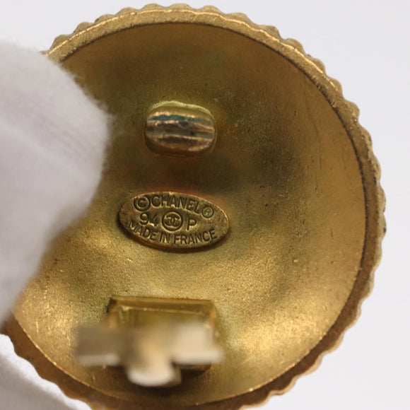 CHANEL Earring metal Gold Tone CC Auth bs31617V