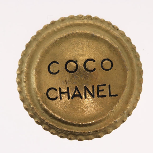 CHANEL Earring metal Gold Tone CC Auth bs31617V