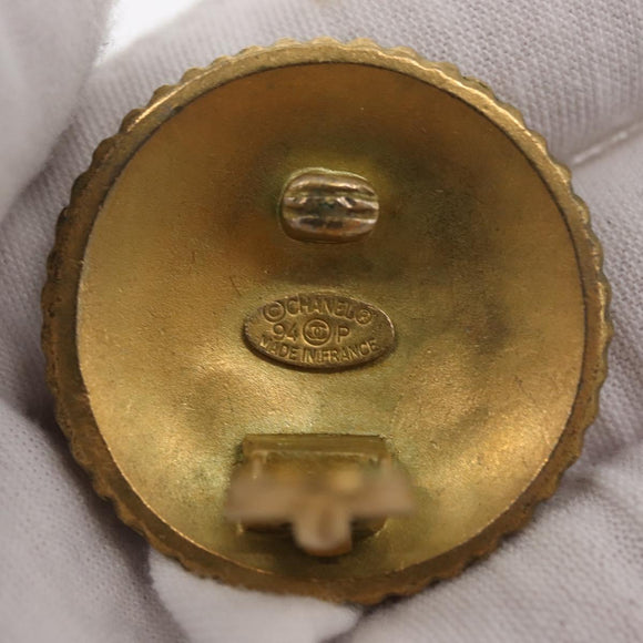 CHANEL Earring metal Gold Tone CC Auth bs31617V