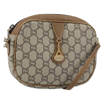 GUCCI GG Plus Supreme Shoulder Bag PVC Beige Gold Auth bs31626