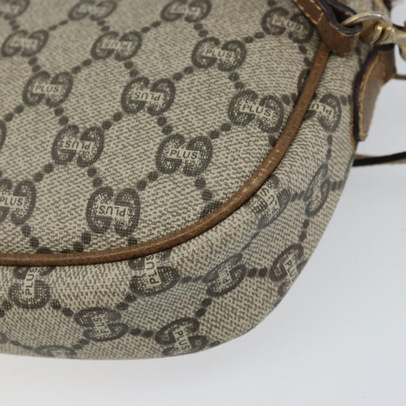 GUCCI GG Plus Supreme Shoulder Bag PVC Beige Gold Auth bs31626