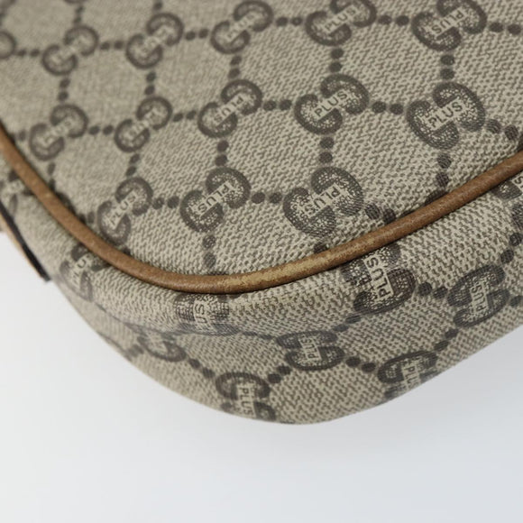 GUCCI GG Plus Supreme Shoulder Bag PVC Beige Gold Auth bs31626
