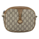GUCCI GG Plus Supreme Shoulder Bag PVC Beige Gold Auth bs31626-2