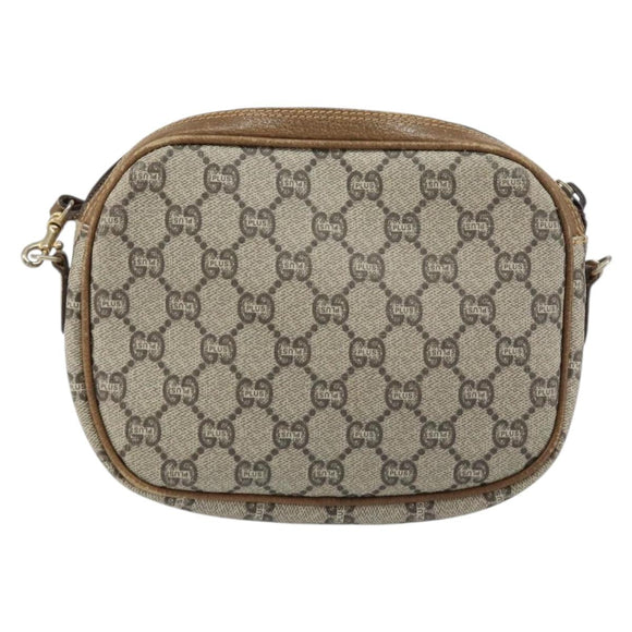 GUCCI GG Plus Supreme Shoulder Bag PVC Beige Gold Auth bs31626