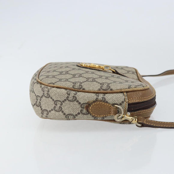 GUCCI GG Plus Supreme Shoulder Bag PVC Beige Gold Auth bs31626