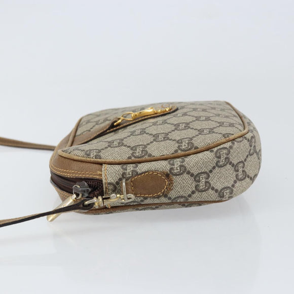 GUCCI GG Plus Supreme Shoulder Bag PVC Beige Gold Auth bs31626