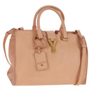 SAINT LAURENT Petit Kabas Hand Bag Leather 2way Pink Gold Auth bs31628-1