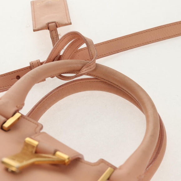 SAINT LAURENT Petit Kabas Hand Bag Leather 2way Pink Gold Auth bs31628