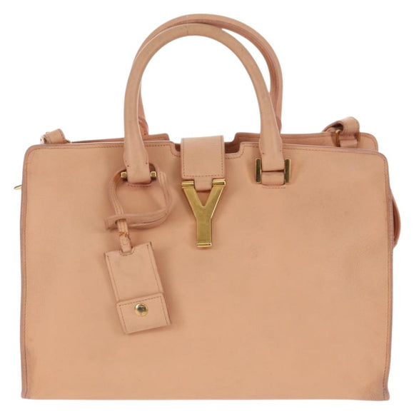 SAINT LAURENT Petit Kabas Hand Bag Leather 2way Pink Gold Auth bs31628