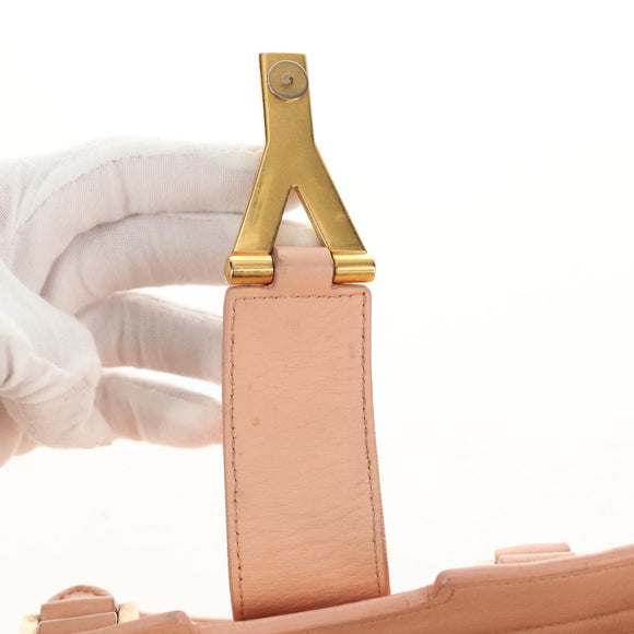 SAINT LAURENT Petit Kabas Hand Bag Leather 2way Pink Gold Auth bs31628