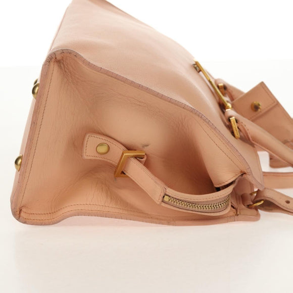 SAINT LAURENT Petit Kabas Hand Bag Leather 2way Pink Gold Auth bs31628