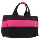 PRADA Canapa GM Hand Bag Canvas Pink Black Auth bs31630-1