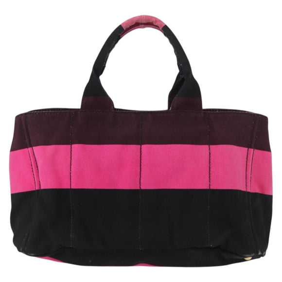 PRADA Canapa GM Hand Bag Canvas Pink Black Auth bs31630