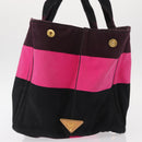 PRADA Canapa GM Hand Bag Canvas Pink Black Auth bs31630-4