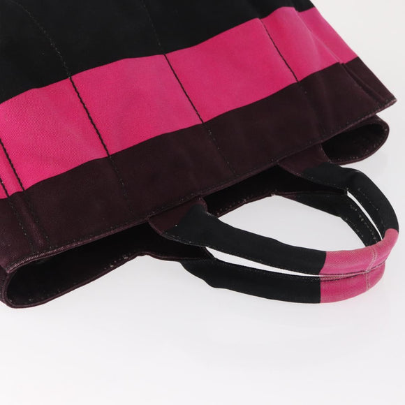 PRADA Canapa GM Hand Bag Canvas Pink Black Auth bs31630