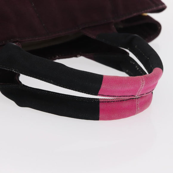 PRADA Canapa GM Hand Bag Canvas Pink Black Auth bs31630