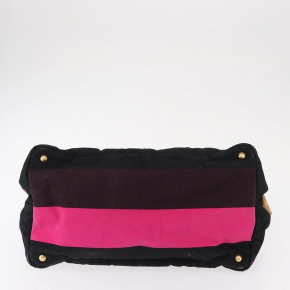 PRADA Canapa GM Hand Bag Canvas Pink Black Auth bs31630