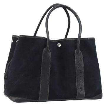 HERMES Tower Ash Garden Party MM Tote Bag Canvas Black Silver Auth bs31631