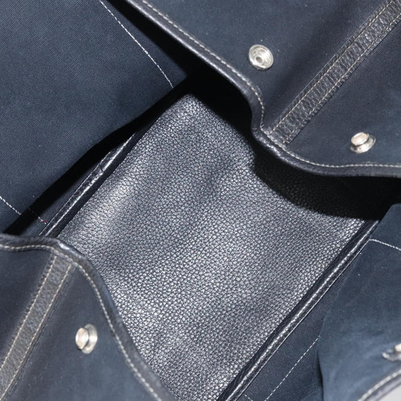 HERMES Tower Ash Garden Party MM Tote Bag Canvas Black Silver Auth bs31631