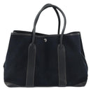 HERMES Tower Ash Garden Party MM Tote Bag Canvas Black Silver Auth bs31631-13