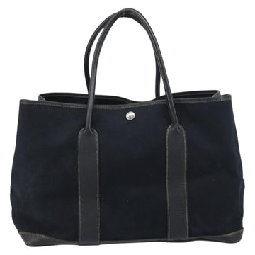 HERMES Tower Ash Garden Party MM Tote Bag Canvas Black Silver Auth bs31631 - 0