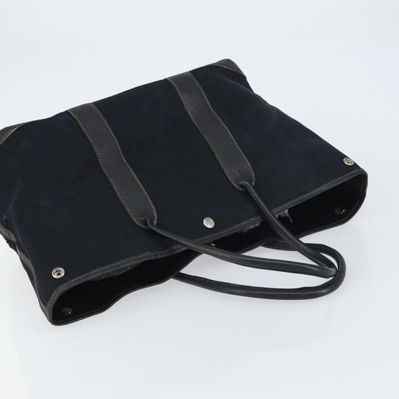 HERMES Tower Ash Garden Party MM Tote Bag Canvas Black Silver Auth bs31631