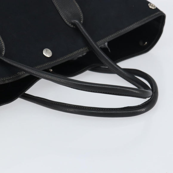 HERMES Tower Ash Garden Party MM Tote Bag Canvas Black Silver Auth bs31631