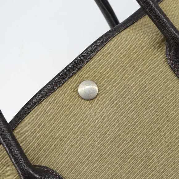HERMES Tower Ash Garden Party MM Tote Bag Canvas Beige Silver Auth bs31632