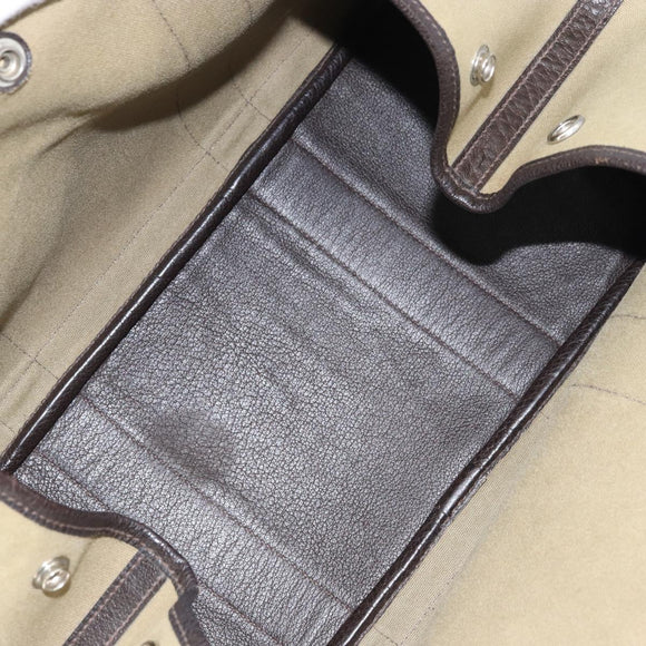 HERMES Tower Ash Garden Party MM Tote Bag Canvas Beige Silver Auth bs31632