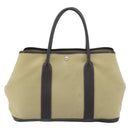 HERMES Tower Ash Garden Party MM Tote Bag Canvas Beige Silver Auth bs31632-2
