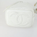 CHANEL Chain Shoulder Bag Leather White Gold CC Auth bs31633-6