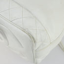 CHANEL Chain Shoulder Bag Leather White Gold CC Auth bs31633-9