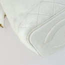 CHANEL Chain Shoulder Bag Leather White Gold CC Auth bs31633-17