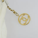 CHANEL Chain Shoulder Bag Leather White Gold CC Auth bs31633-18