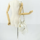 CHANEL Chain Shoulder Bag Leather White Gold CC Auth bs31633-26