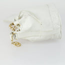 CHANEL Chain Shoulder Bag Leather White Gold CC Auth bs31633-4