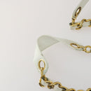 CHANEL Chain Shoulder Bag Leather White Gold CC Auth bs31633-14